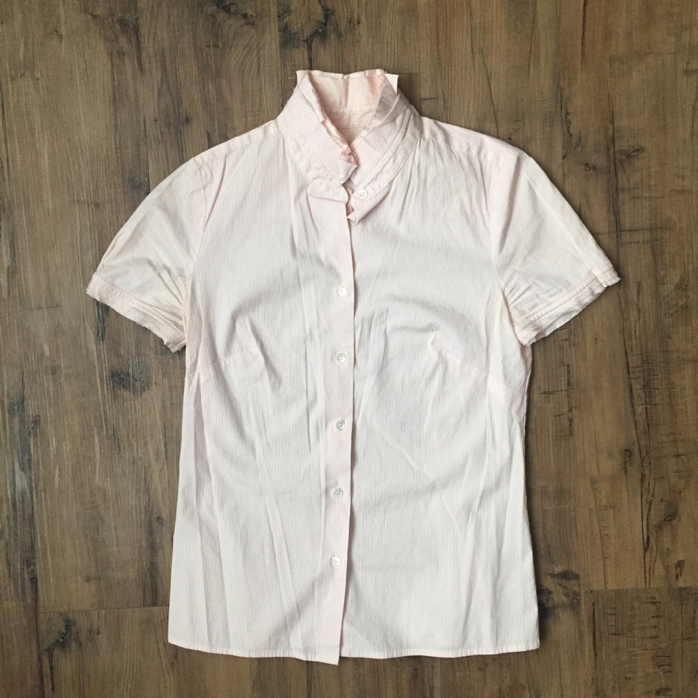J. Crew short sleeve pink stripe button down